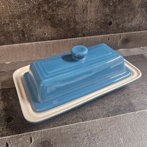 Butter Dish Blue Top and White Bottom‎